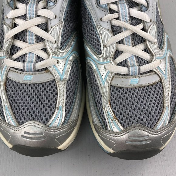 SKECHERS Women's 8 Shape Ups Silver Blue White Athletic Lace Up Toning Sneakers - Picture 7 of 12